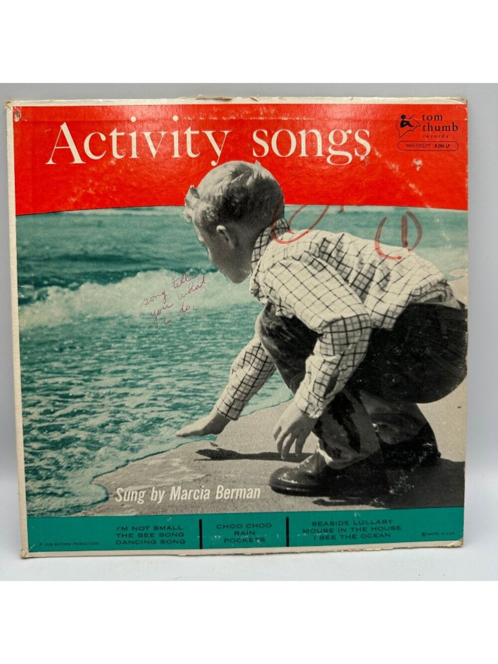 Activity Songs Marcia Berman 1958 LP 33 RPM Tom Thumb Records Early Childhood